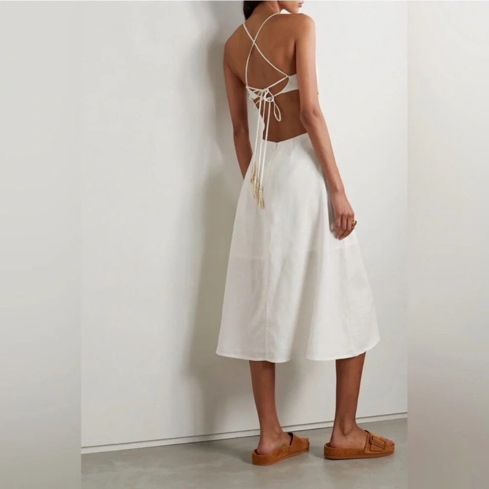 FARM Rio White A-Line Linen Dress - Picture 2 of 5